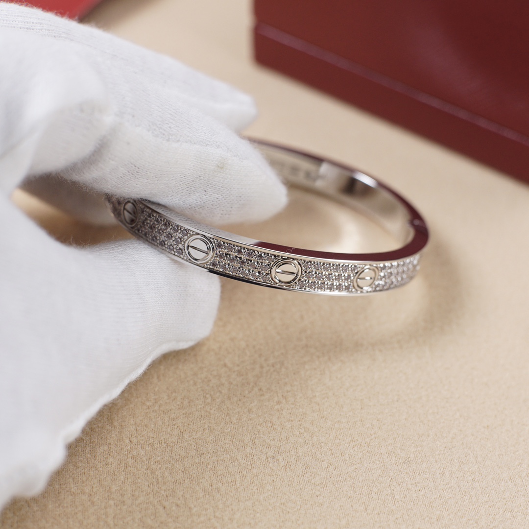 CTSV022 LOVE BRACELET 6.1MM DIAMOND PAVED 18k Gold - ccjewelryacc