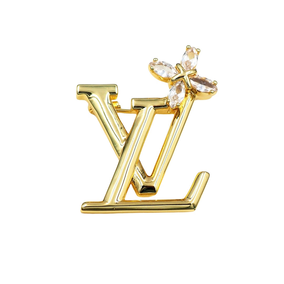 LVB019 LV Iconic flower brooch in metal and crystal - ccfashionjewelry