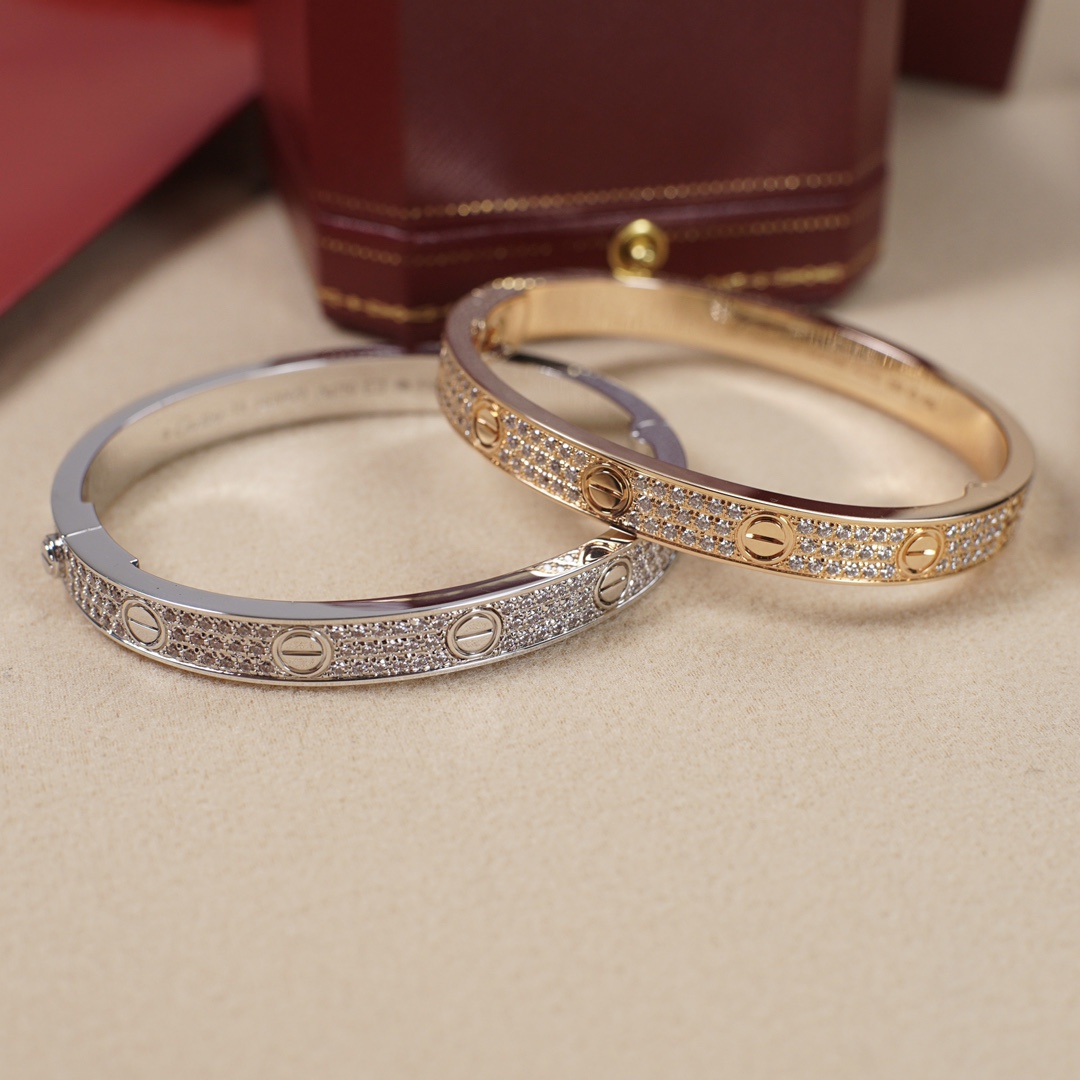 CTSV022 LOVE BRACELET 6.1MM DIAMOND PAVED 18k Gold - ccjewelryacc