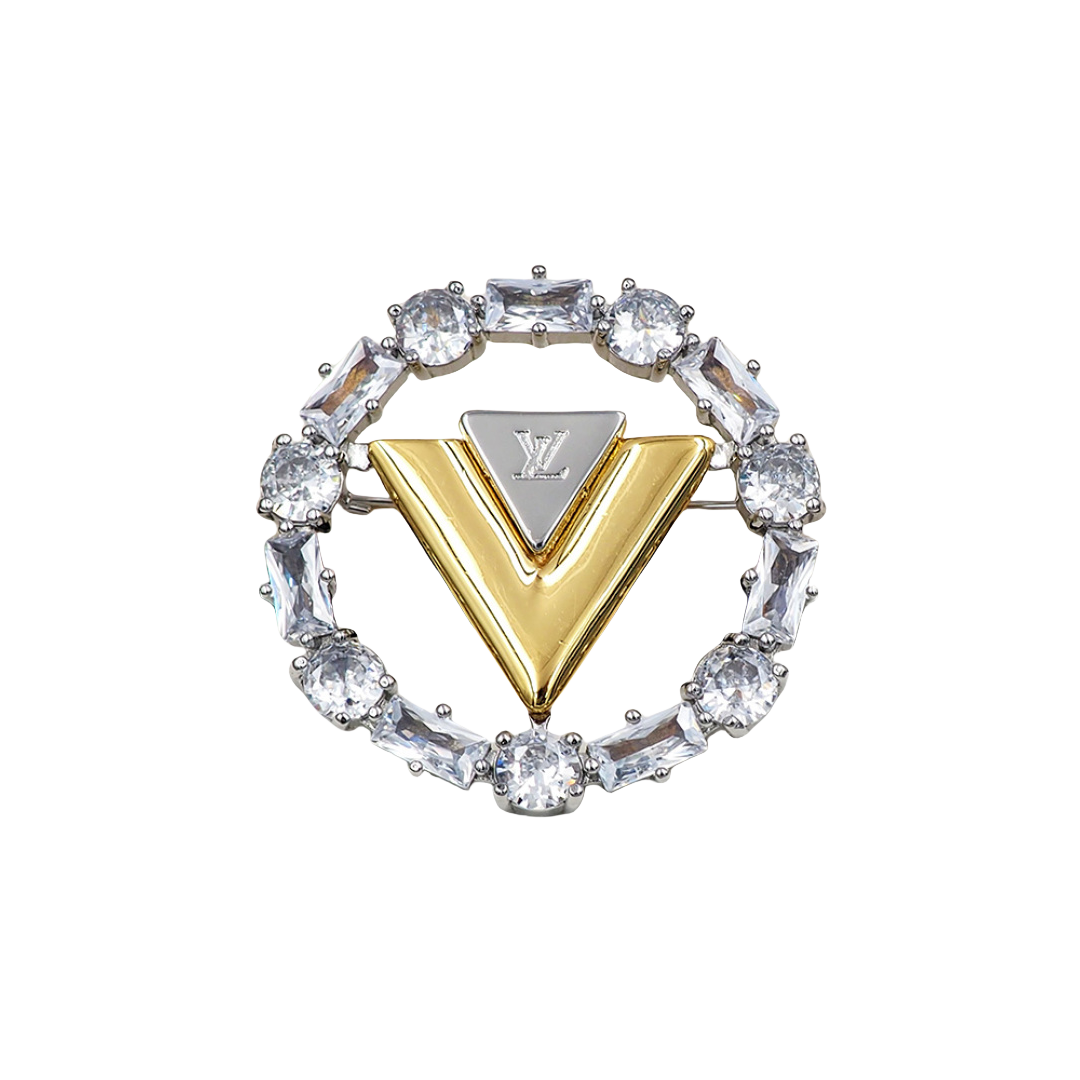 LVB018 V For vuitton brooch in metal and crystal - ccjewelryacc