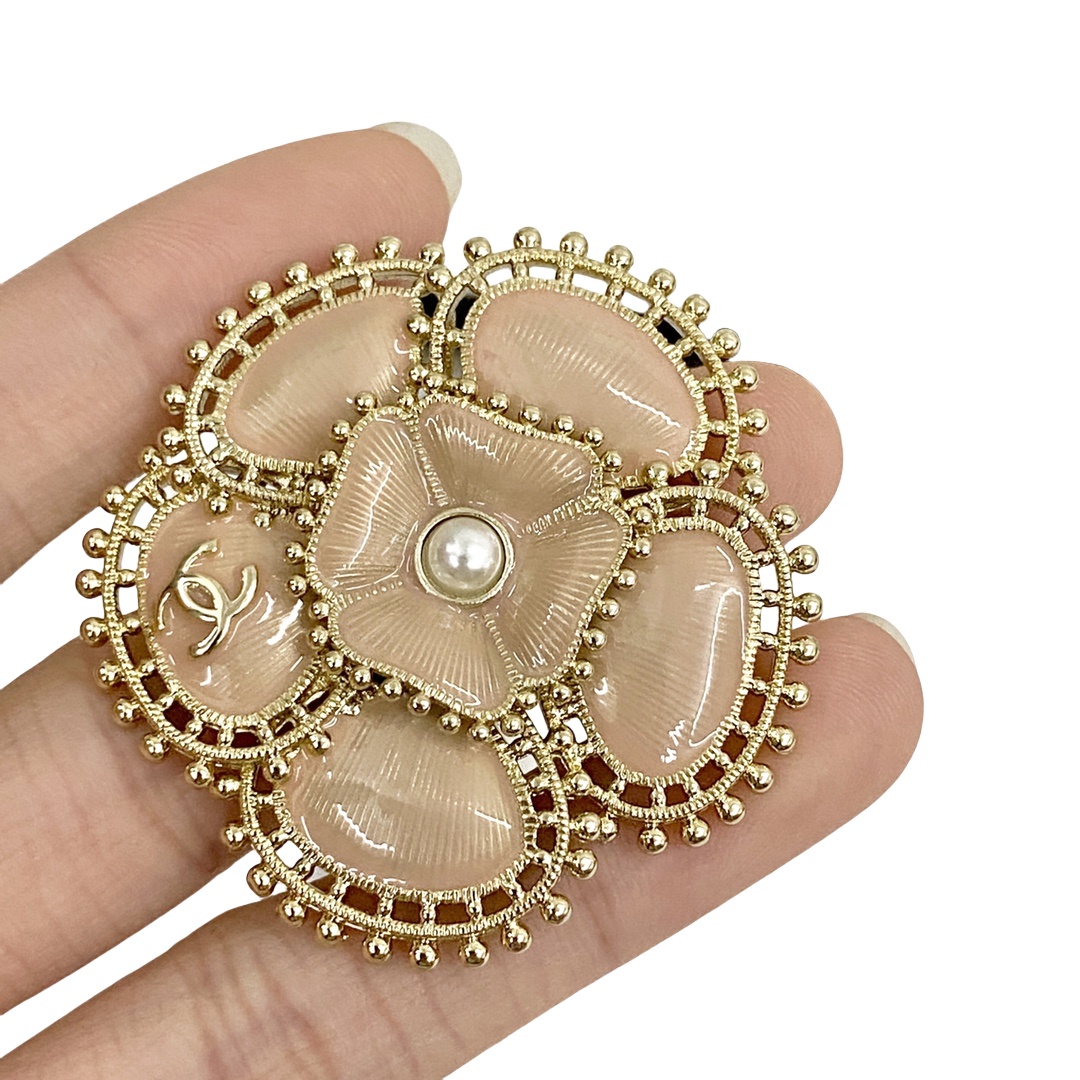 BCB530 Enamel camellia flower brooch pin - ccjewelryacc