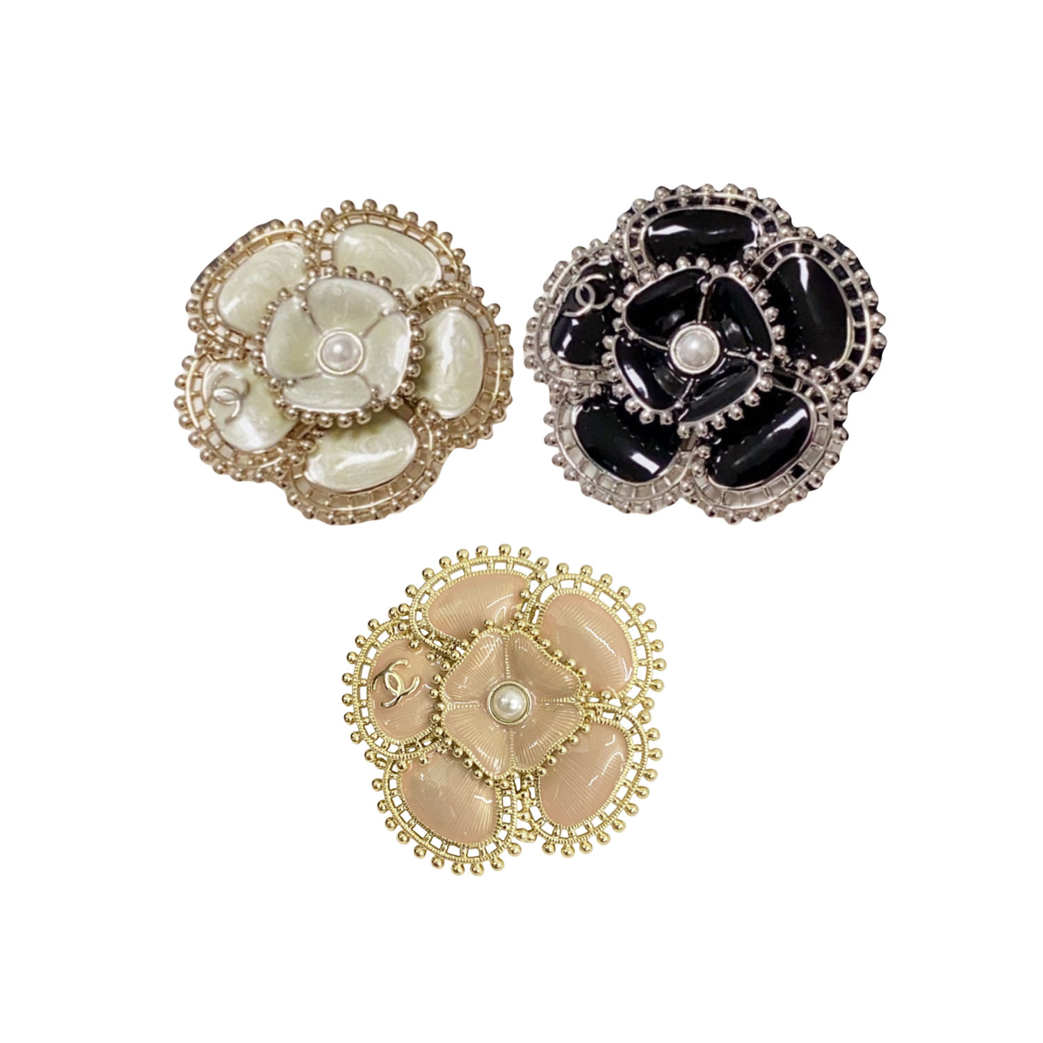 BCB530 Enamel camellia flower brooch pin - ccjewelryacc