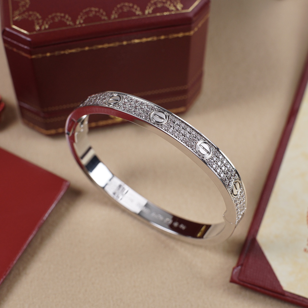 CTSV022 LOVE BRACELET 6.1MM DIAMOND PAVED 18k Gold - ccjewelryacc