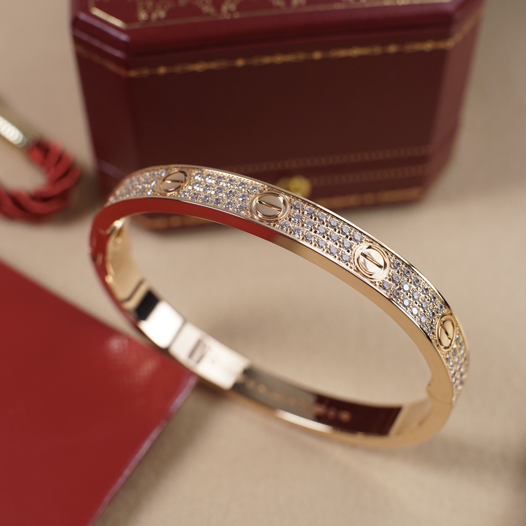 CTSV022 LOVE BRACELET 6.1MM DIAMOND PAVED 18k Gold - ccjewelryacc