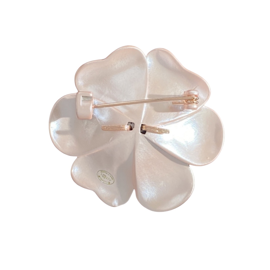 BCB543 Pink enamel camellia brooch pin - ccjewelryacc