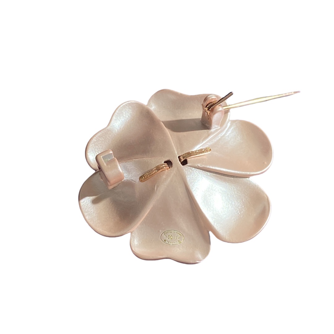 BCB543 Pink enamel camellia brooch pin - ccjewelryacc