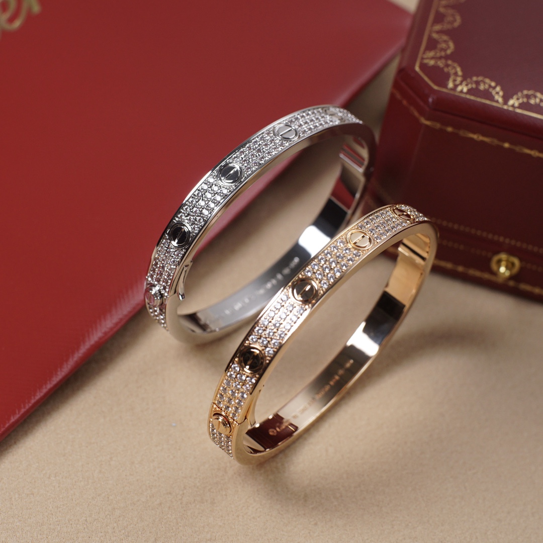 CTSV022 LOVE BRACELET 6.1MM DIAMOND PAVED 18k Gold - ccjewelryacc