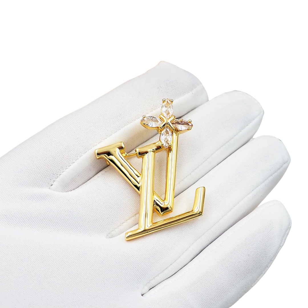 LVB019 LV Iconic flower brooch in metal and crystal - ccjewelryacc