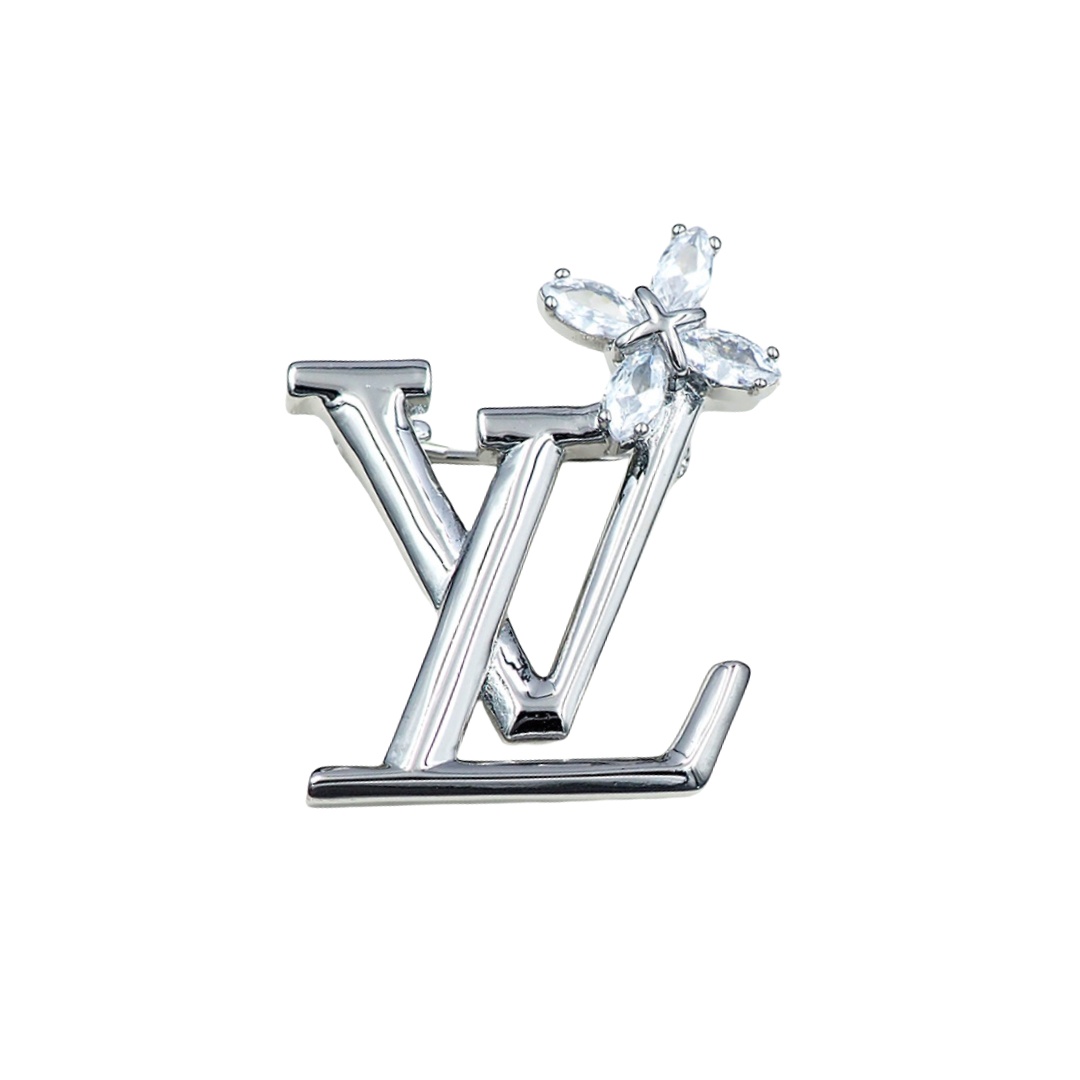 LVB019 LV Iconic flower brooch in metal and crystal - ccfashionjewelry