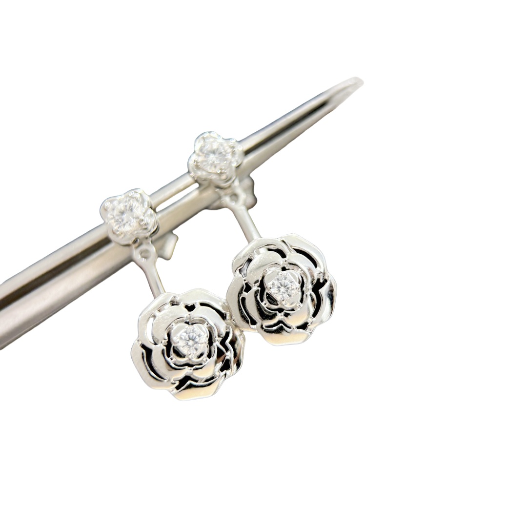 CCES017 18k Rose Gold Extrait DE Camélia earring camellia earring - ccfashionjewelry