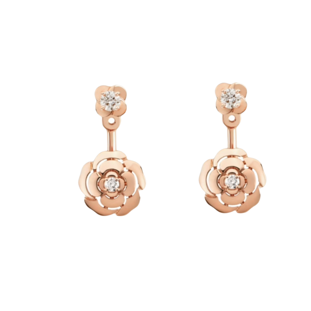 CCES017 18k Rose Gold Extrait DE Camélia earring camellia earring - ccfashionjewelry