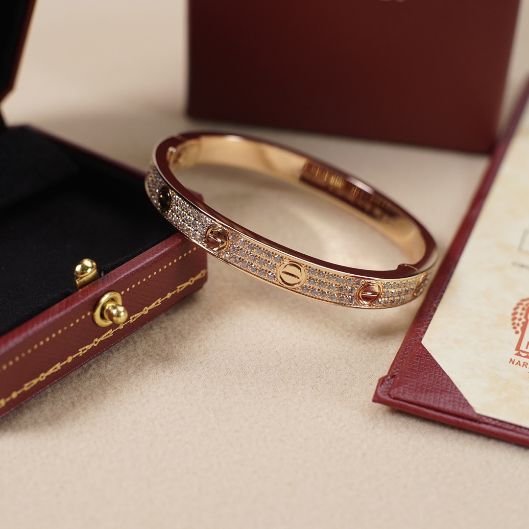 CTSV022 LOVE BRACELET 6.1MM DIAMOND PAVED 18k Gold - ccjewelryacc