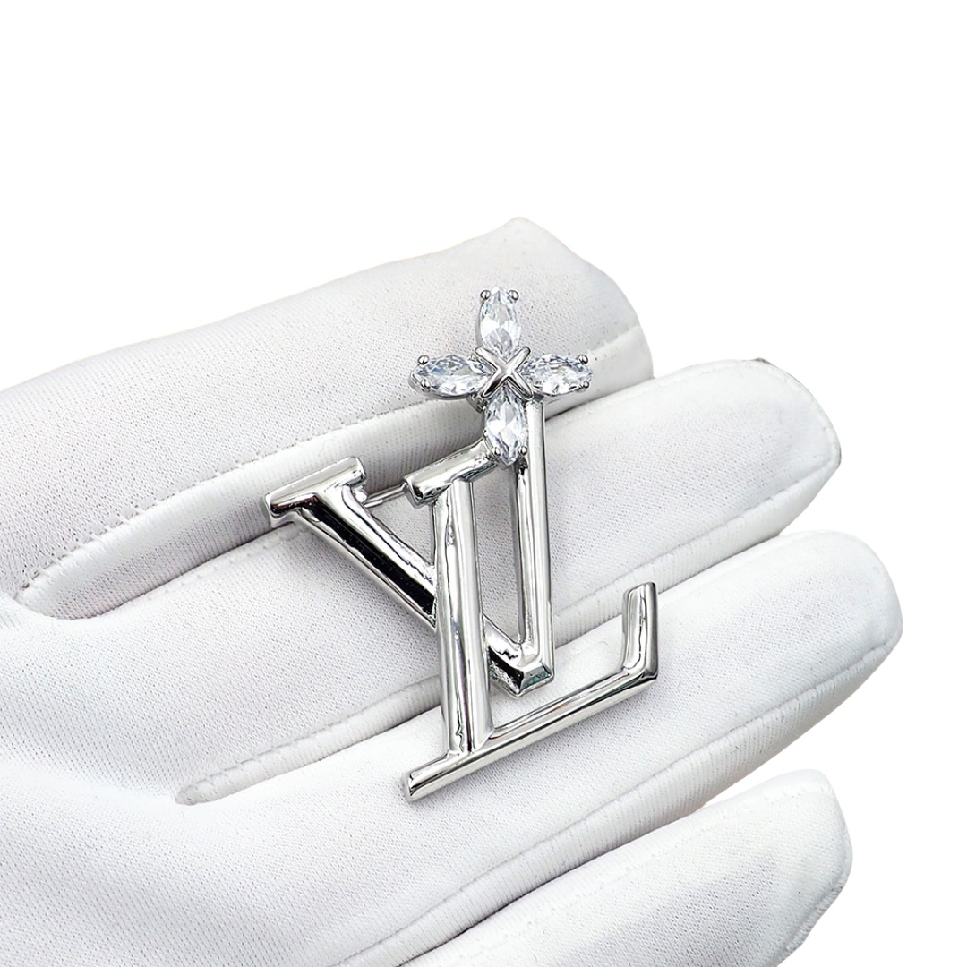 LVB019 LV Iconic flower brooch in metal and crystal - ccjewelryacc