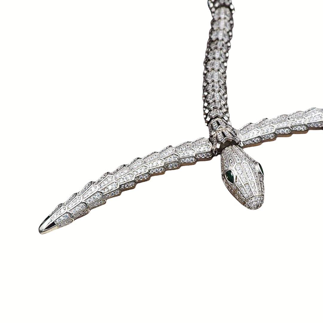 BGNV008  18K Gold Diamond Serpenti necklace - ccjewelryacc