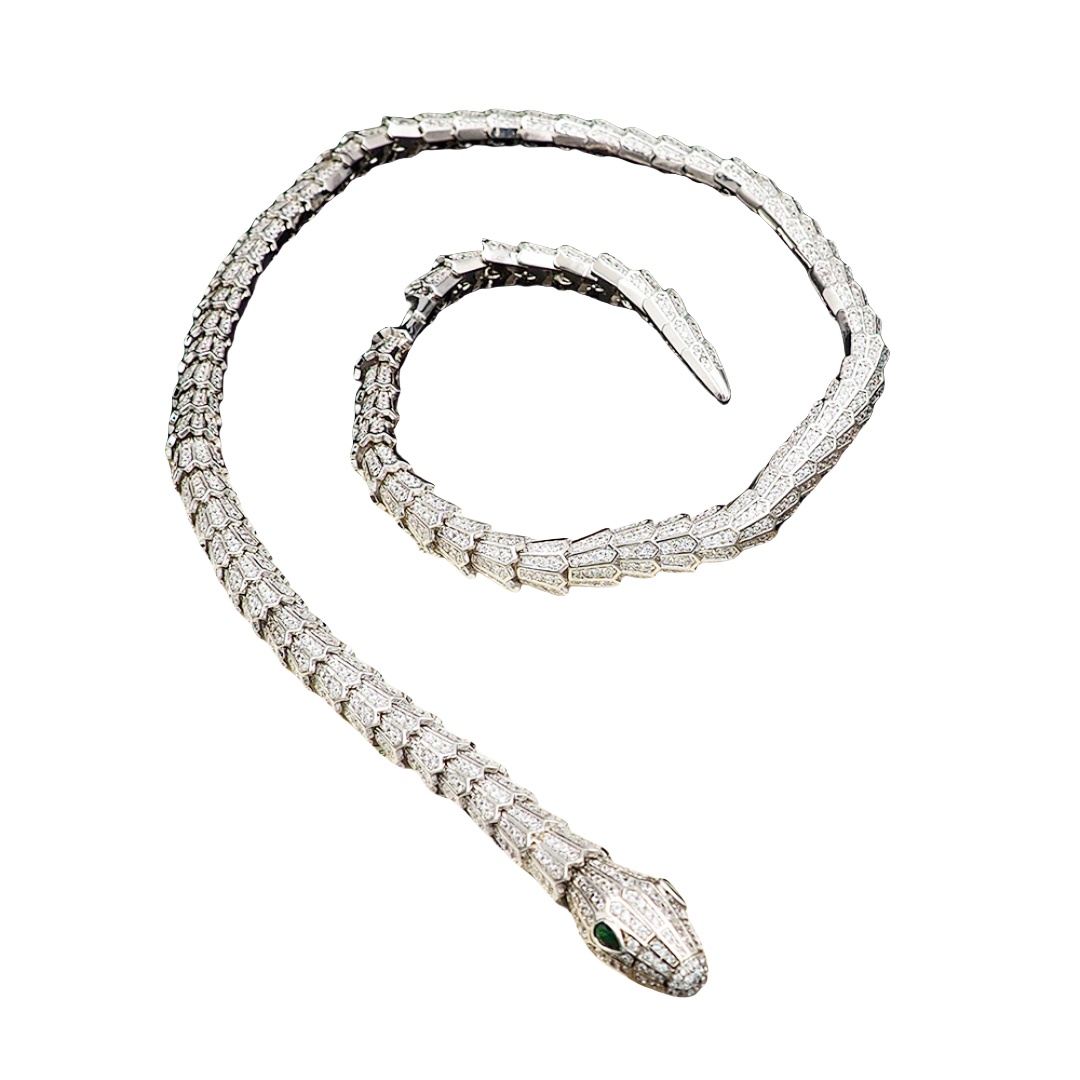 BGNV008  18K Gold Diamond Serpenti necklace - ccjewelryacc
