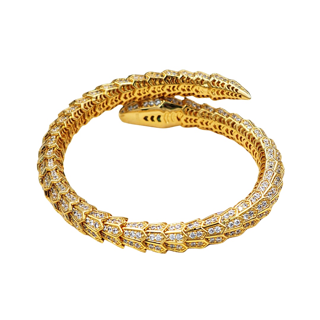 BGSV007 18k Gold Snake Serpenti viper bangle bracelet - ccjewelryacc