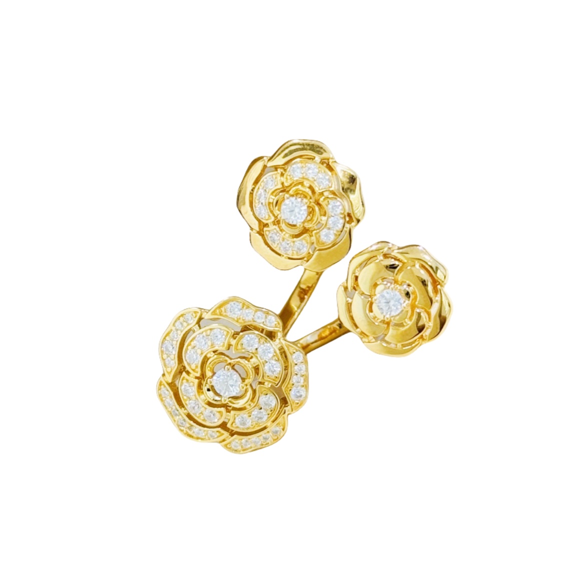 CCRS010 18k white gold/Gold and diamond Extrait de Camélia transformable ring  Camellia ring - ccjewelryacc