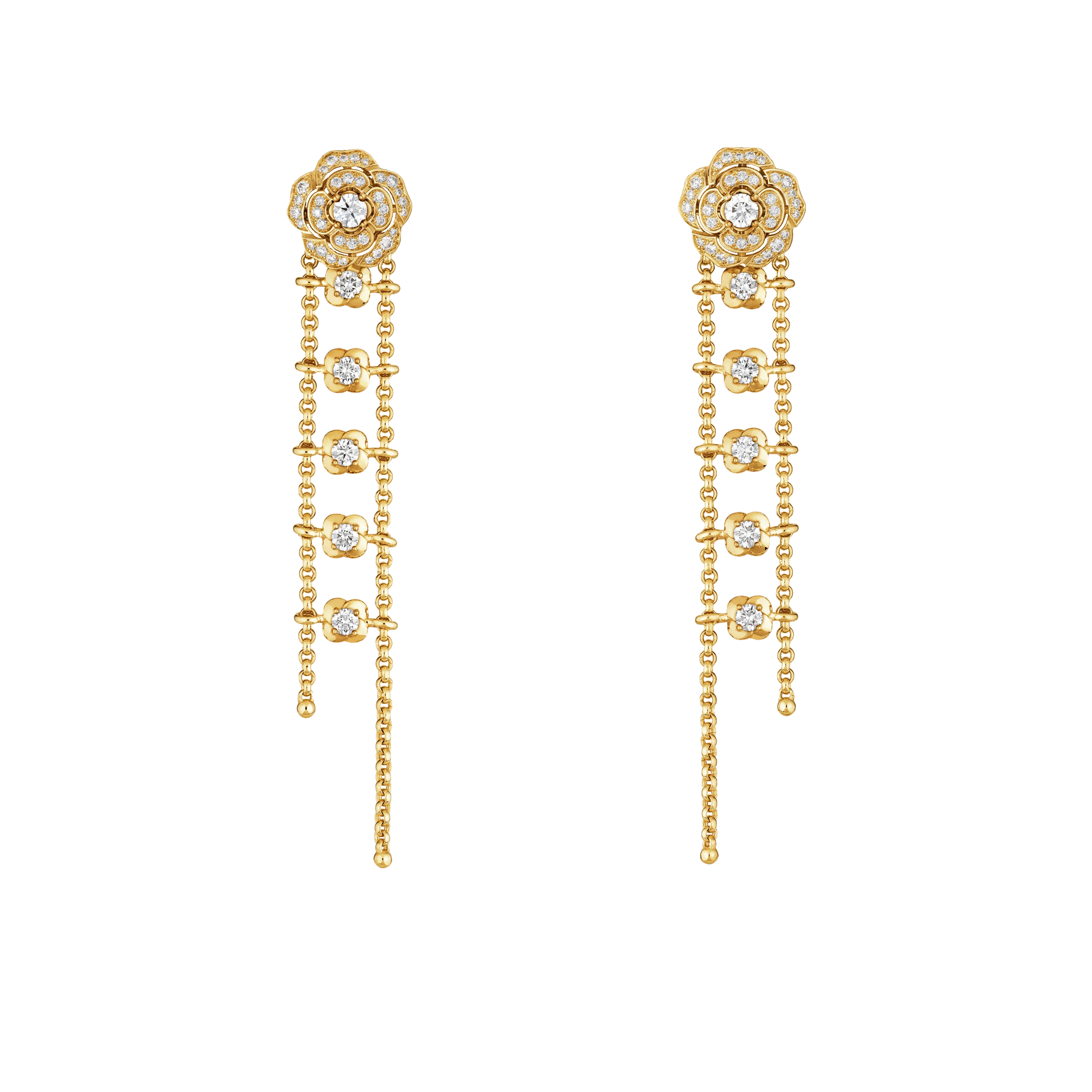 CCES020 18k White Gold /Gold Bouton de Camélia transformable earrings camellia tassels earring - ccfashionjewelry