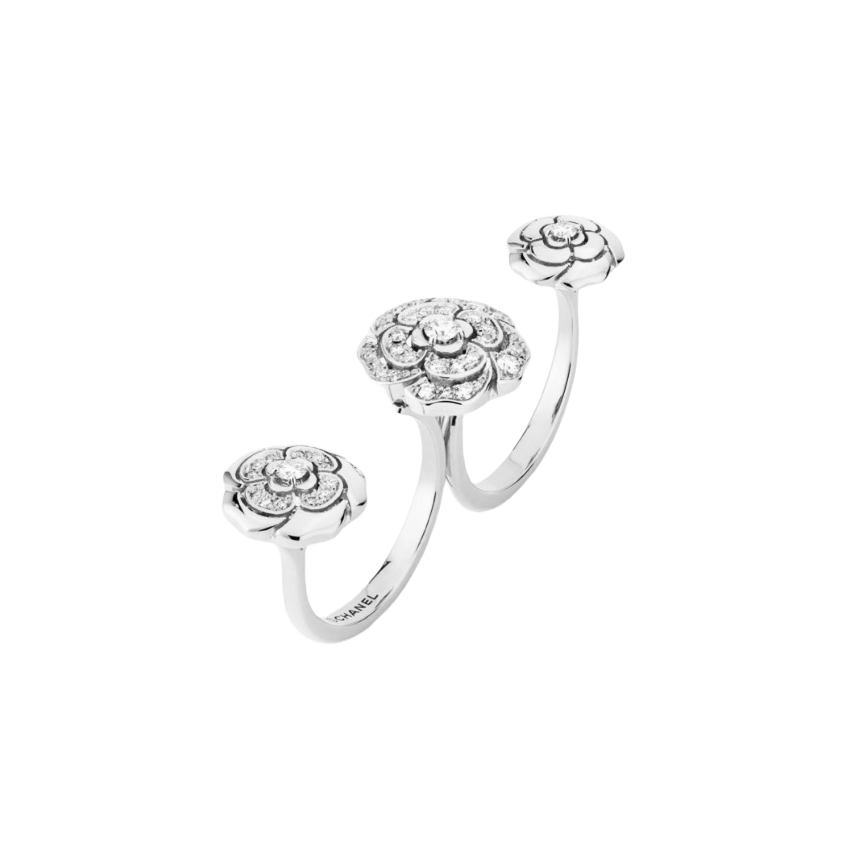 CCRS010 18k white gold/Gold and diamond Extrait de Camélia transformable ring Camellia ring - ccfashionjewelry