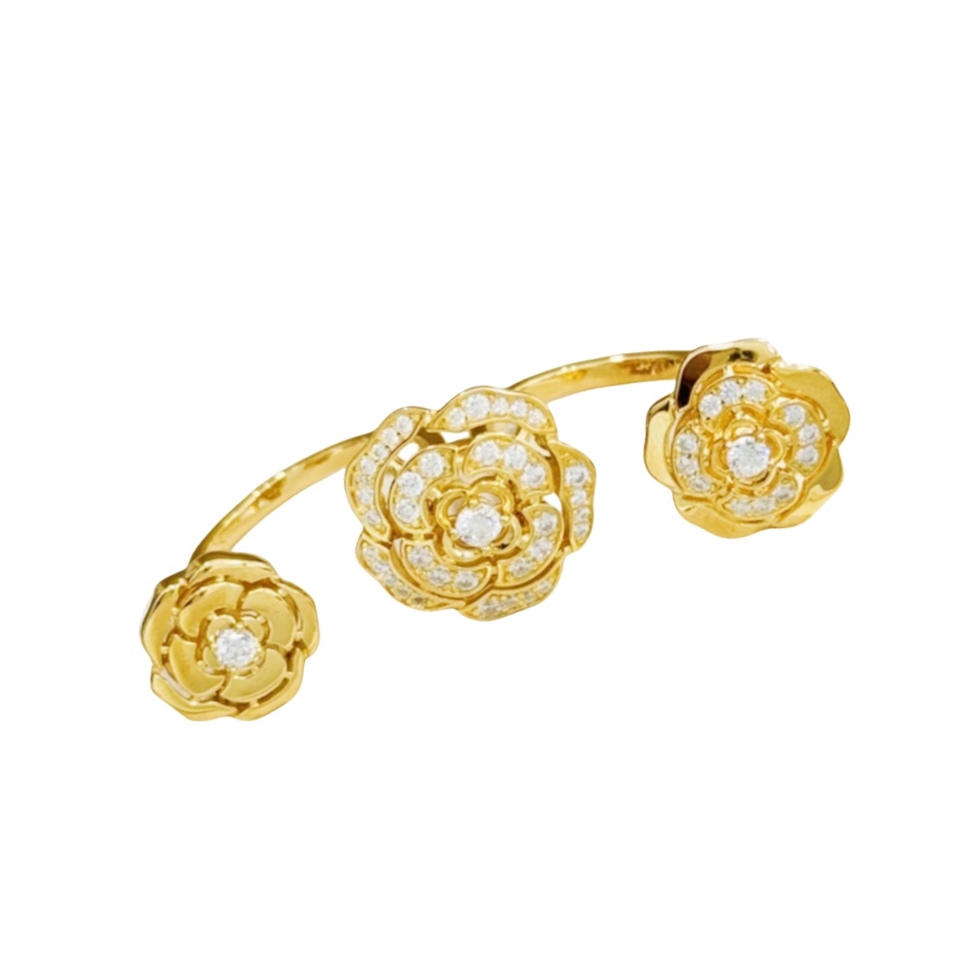 CCRS010 18k white gold/Gold and diamond Extrait de Camélia transformable ring  Camellia ring - ccjewelryacc