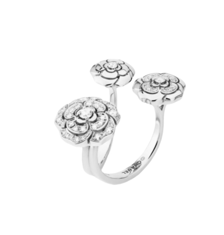 CCRS010 18k white gold/Gold and diamond Extrait de Camélia transformable ring Camellia ring - ccfashionjewelry