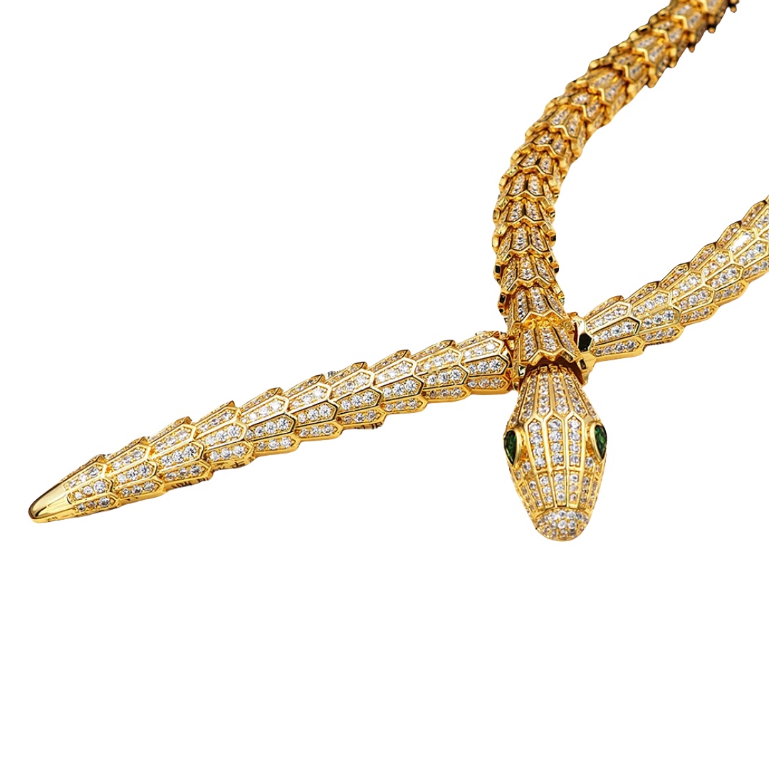 BGNV008  18K Gold Diamond Serpenti necklace - ccjewelryacc