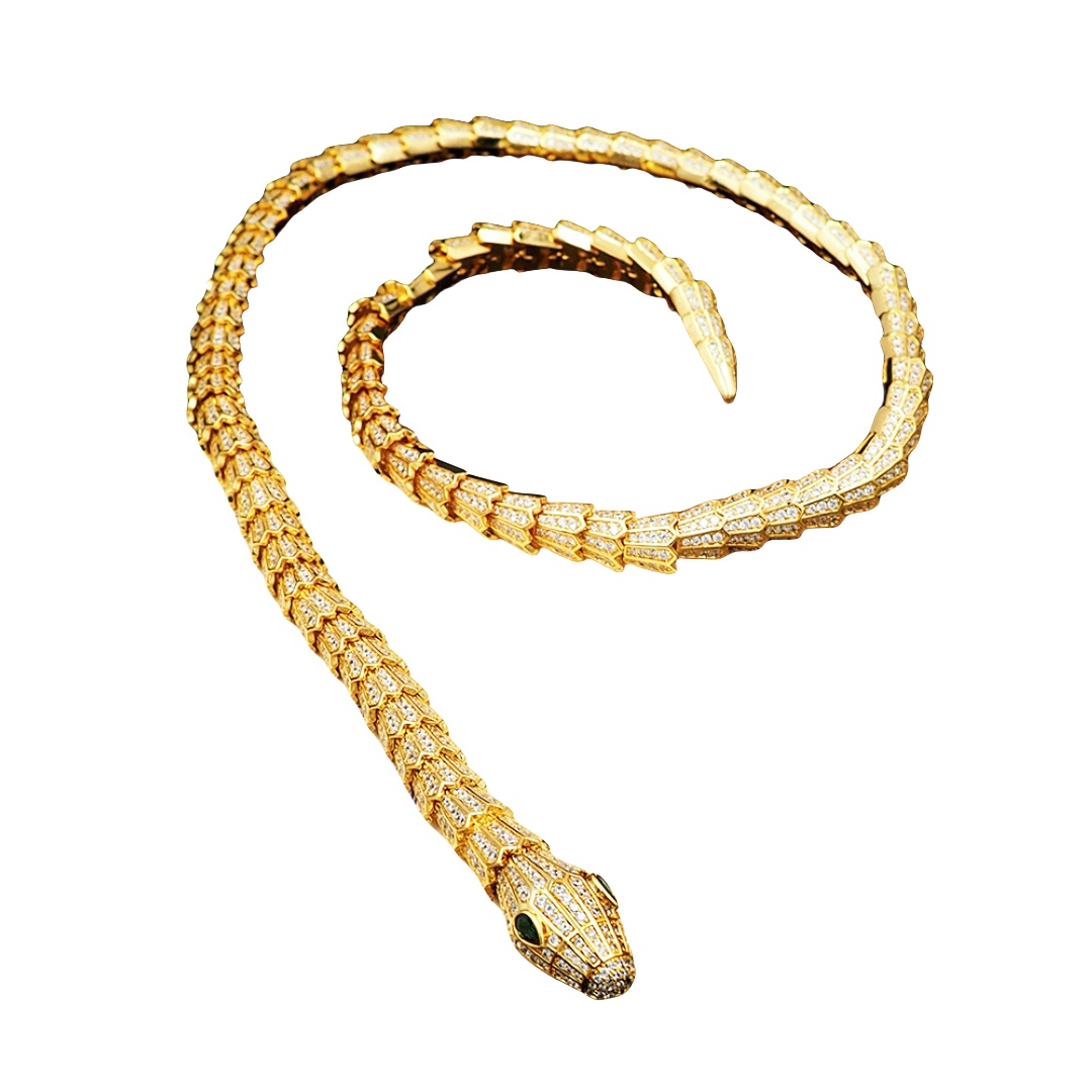 BGNV008  18K Gold Diamond Serpenti necklace - ccjewelryacc