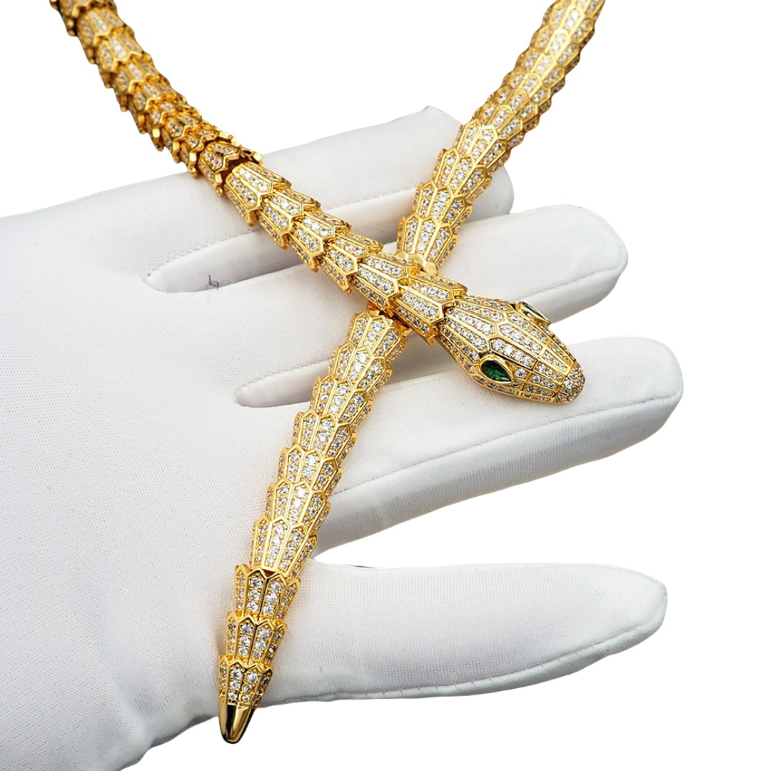 BGNV008  18K Gold Diamond Serpenti necklace - ccjewelryacc