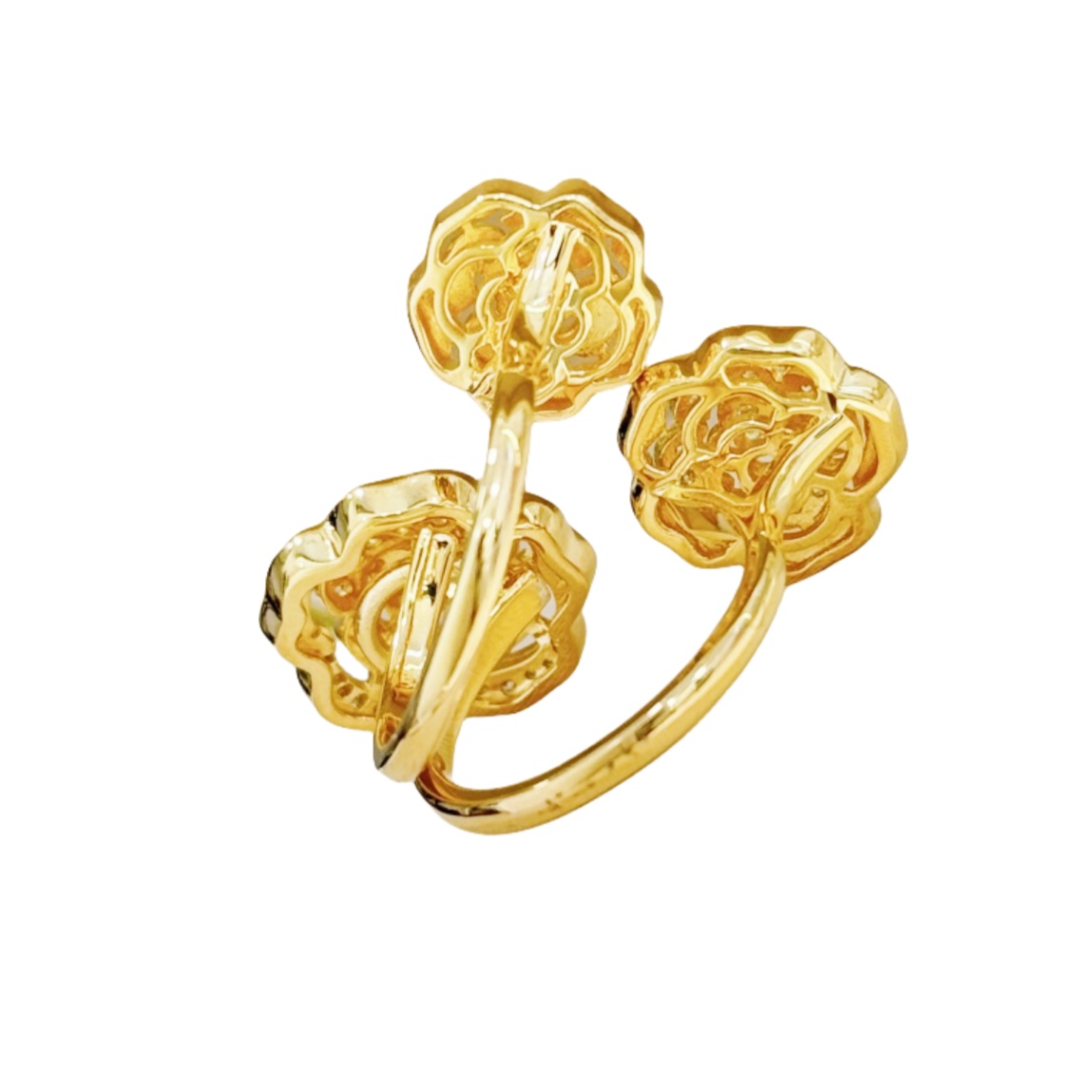 CCRS010 18k white gold/Gold and diamond Extrait de Camélia transformable ring  Camellia ring - ccjewelryacc