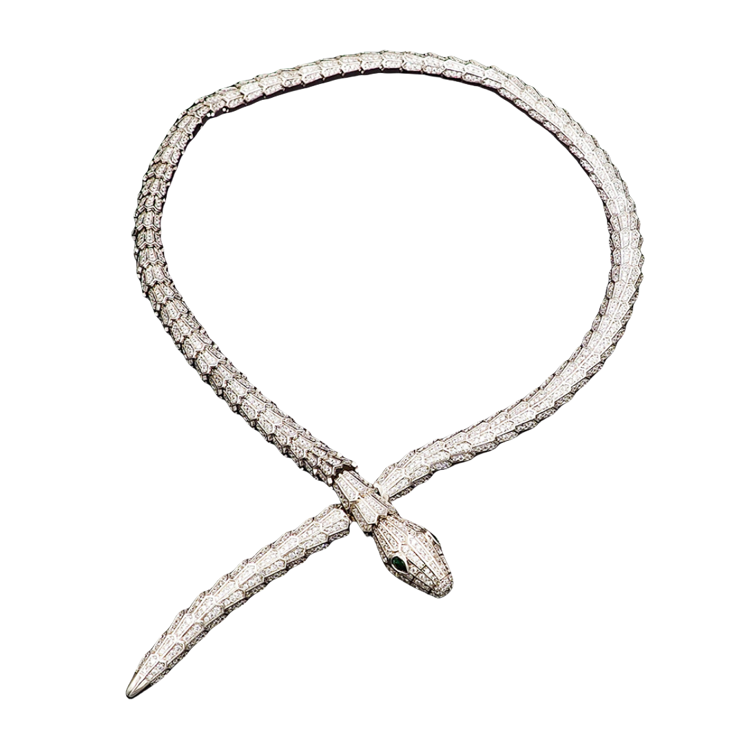 BGNV008  18K Gold Diamond Serpenti necklace - ccjewelryacc