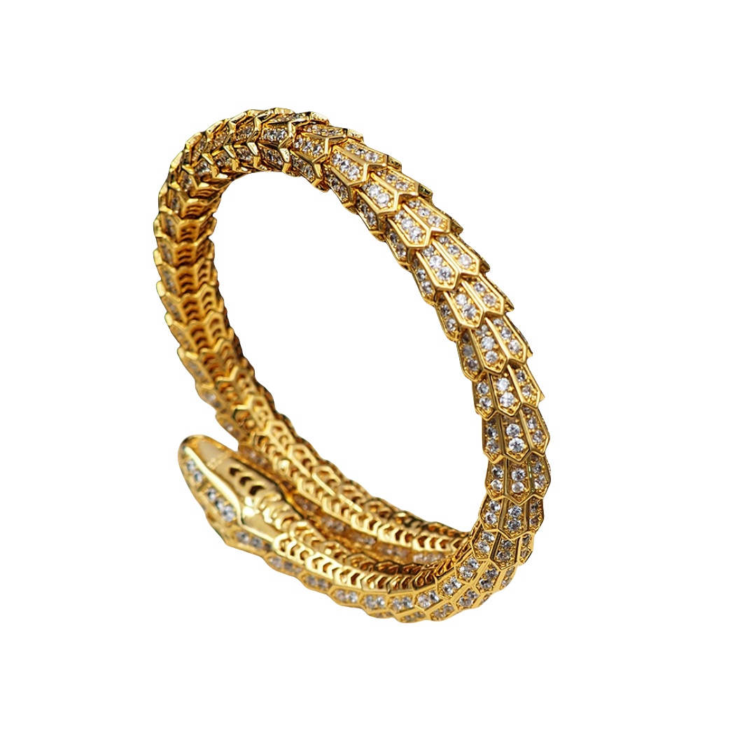 BGSV007 18k Gold Snake Serpenti viper bangle bracelet - ccjewelryacc
