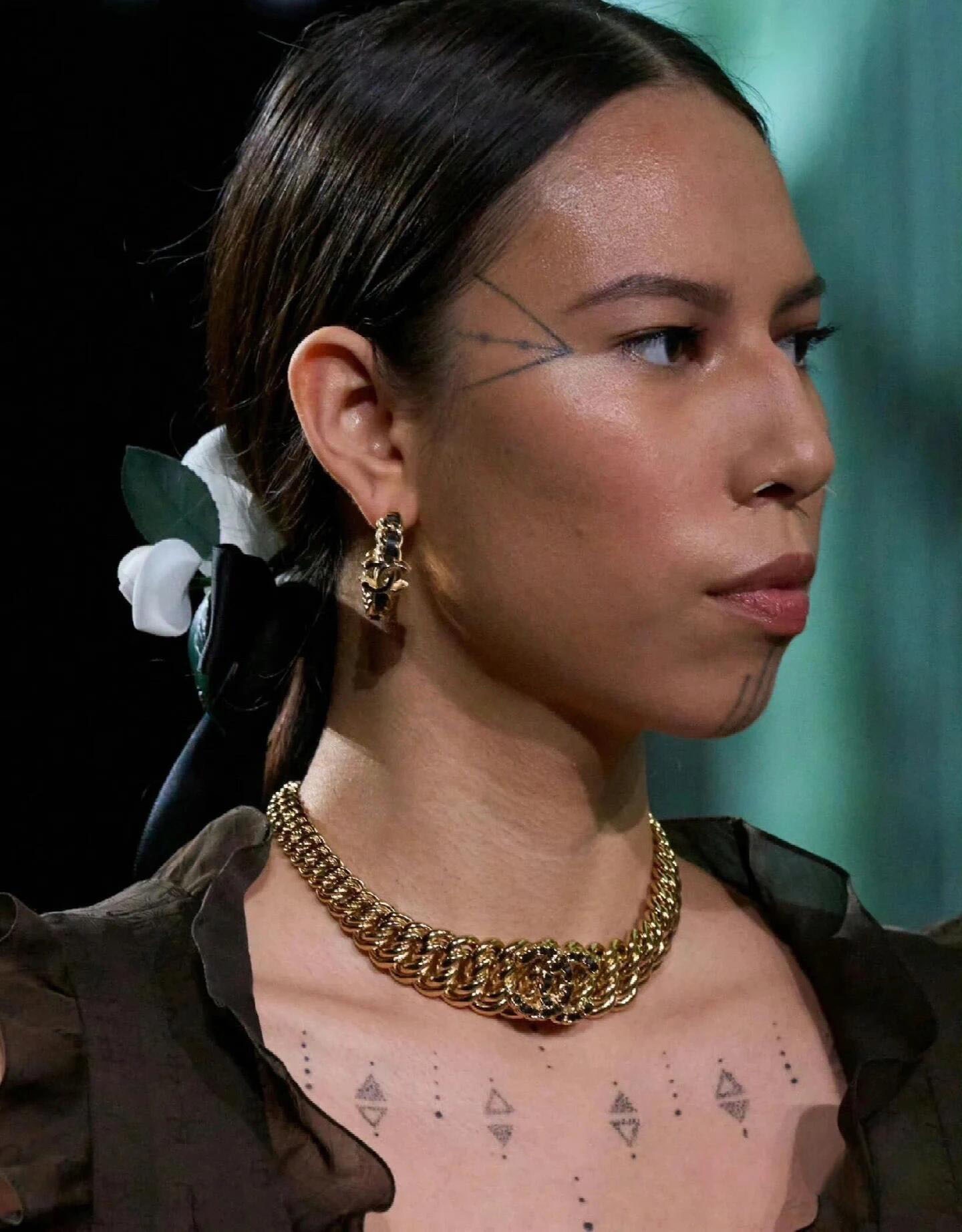 CCE003 Metal and leather classical Double c cc logo stud earring - ccjewelryacc