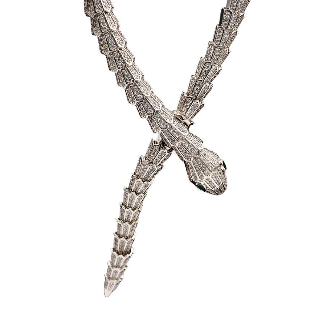 BGNV008  18K Gold Diamond Serpenti necklace - ccjewelryacc