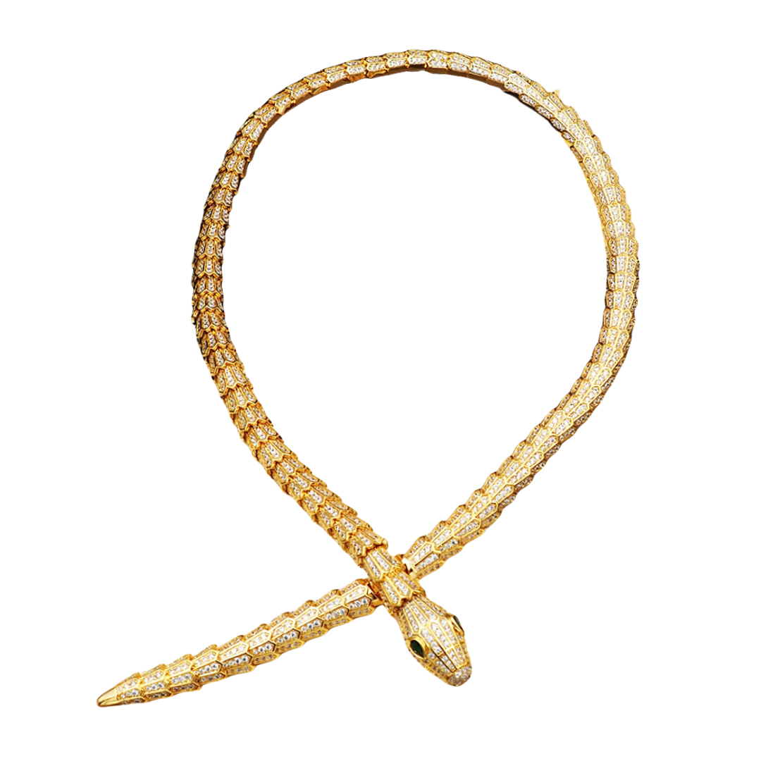 BGNV008  18K Gold Diamond Serpenti necklace - ccjewelryacc