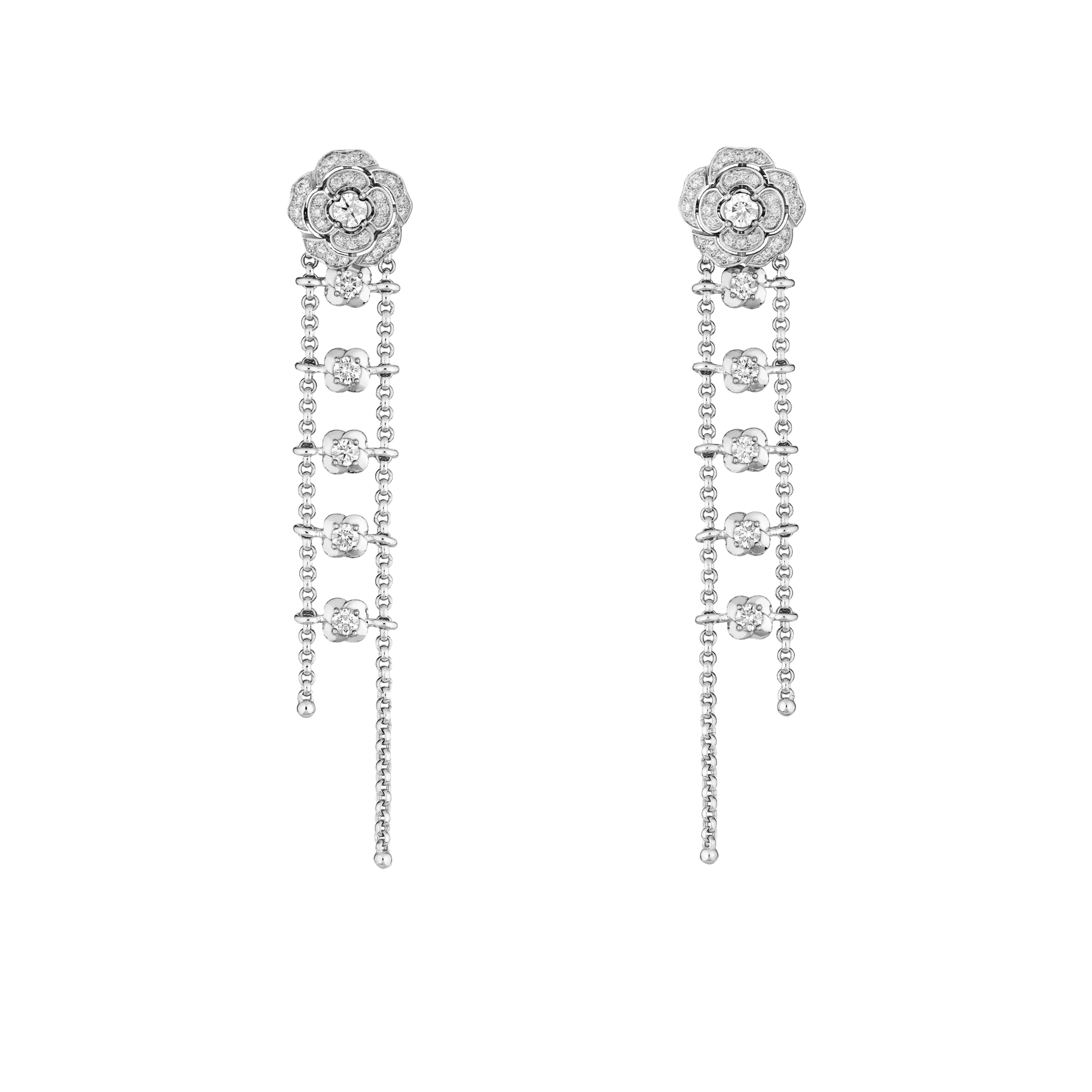 CCES020 18k White Gold /Gold Bouton de Camélia transformable earrings camellia tassels earring - ccfashionjewelry