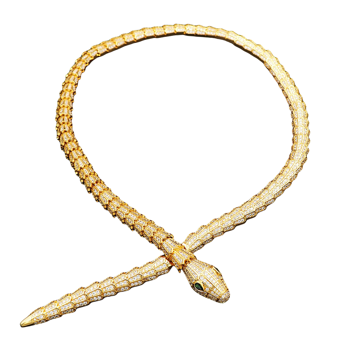 BGNV008  18K Gold Diamond Serpenti necklace - ccjewelryacc