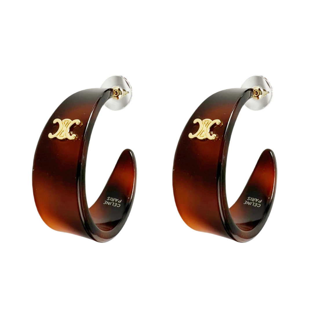 CLE082 Celine Act de Triomphe acrylic Hoop earrings - ccfashionjewelry