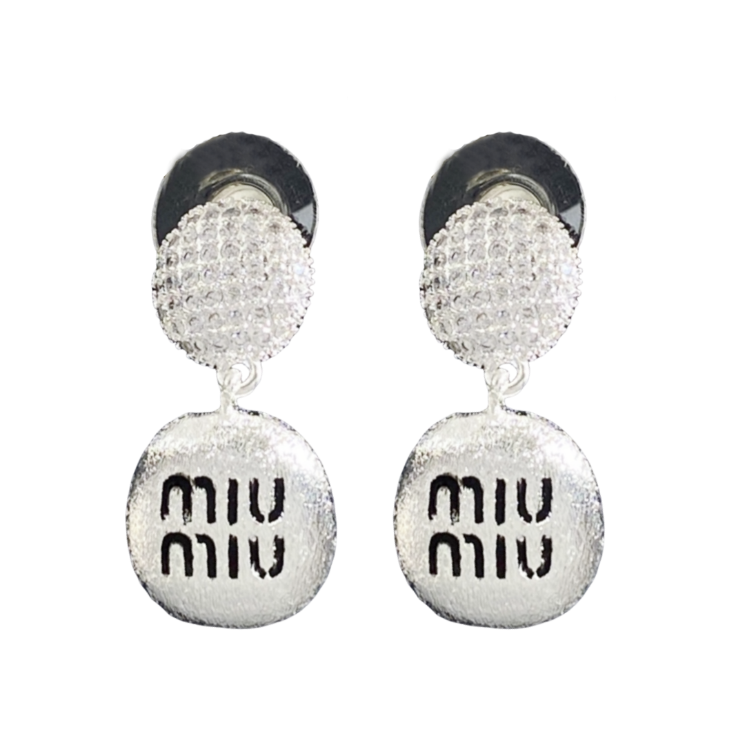 MME010 Miumiu drop earrings Metal Brushed finish and crystal - ccfashionjewelry