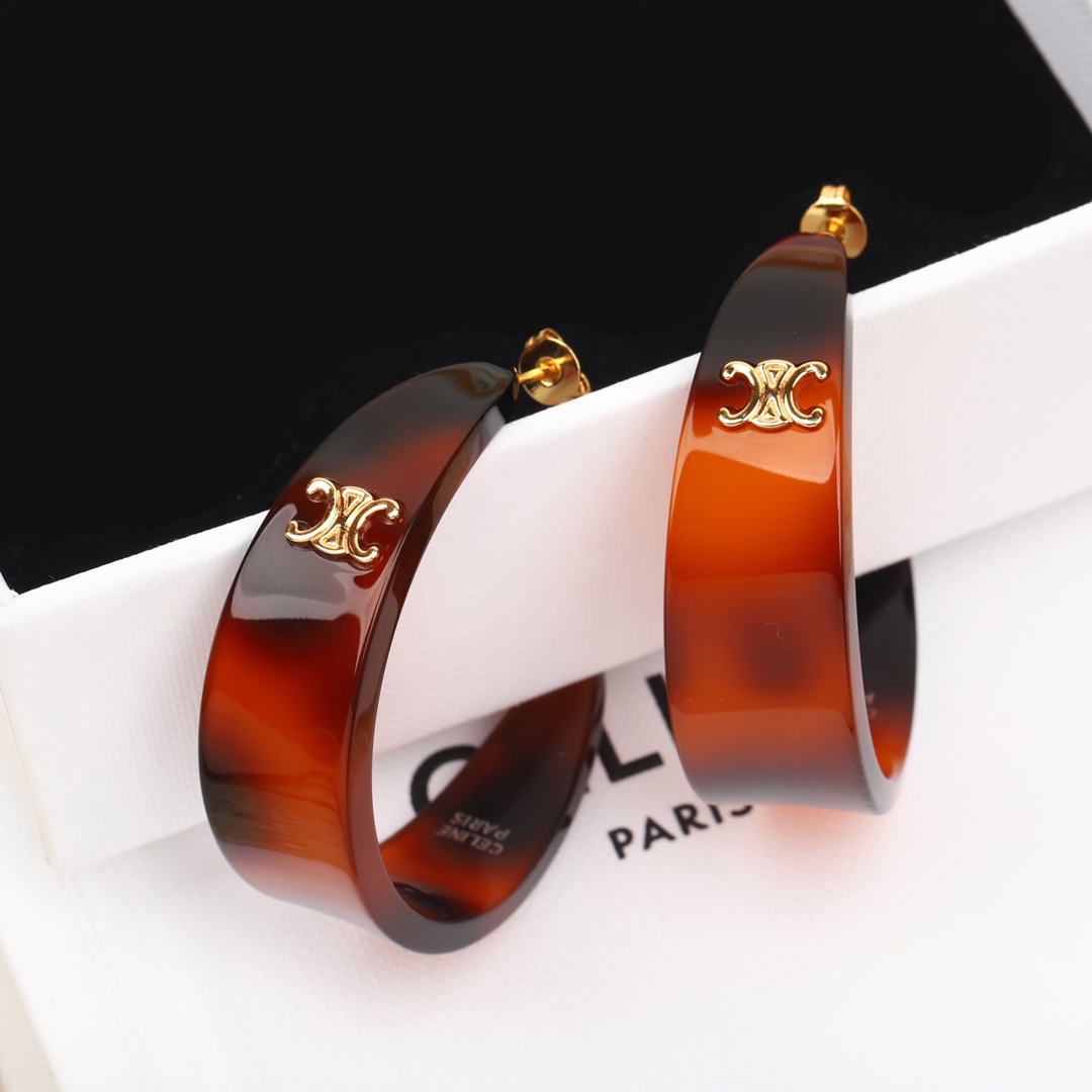 CLE082 Celine Act de Triomphe acrylic Hoop earrings - ccjewelryacc