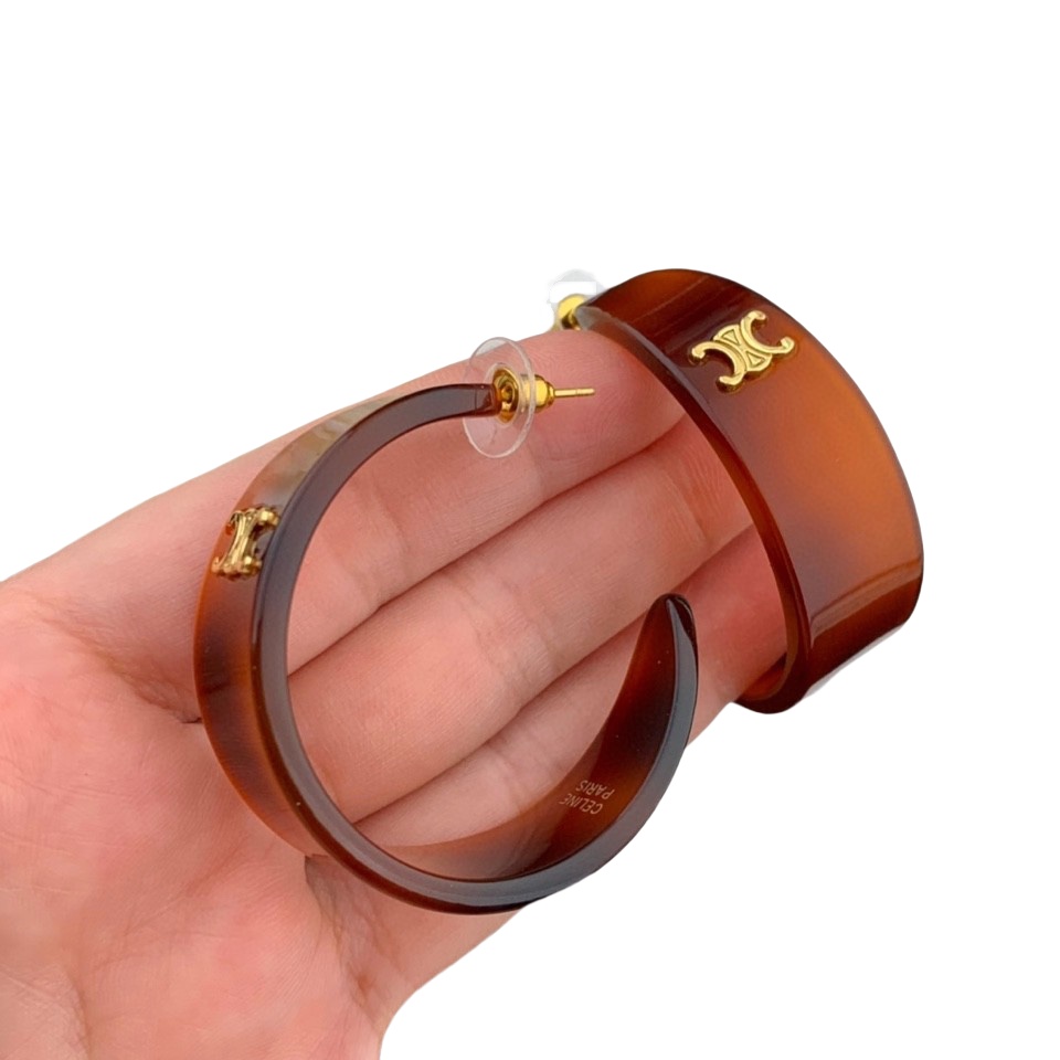 CLE082 Celine Act de Triomphe acrylic Hoop earrings - ccjewelryacc