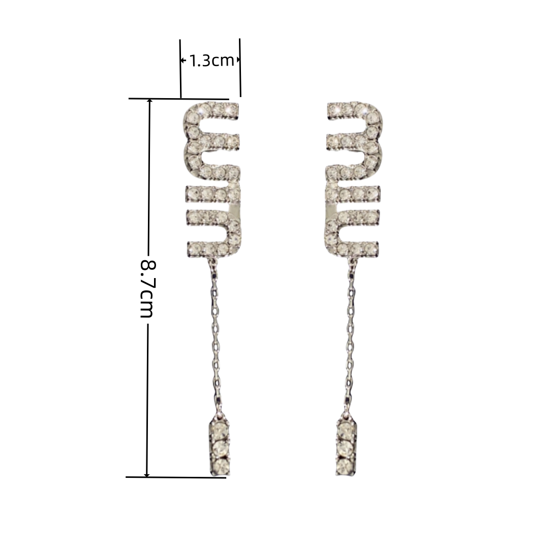 MME007 Crystal Miumiu tassels earring - ccjewelryacc