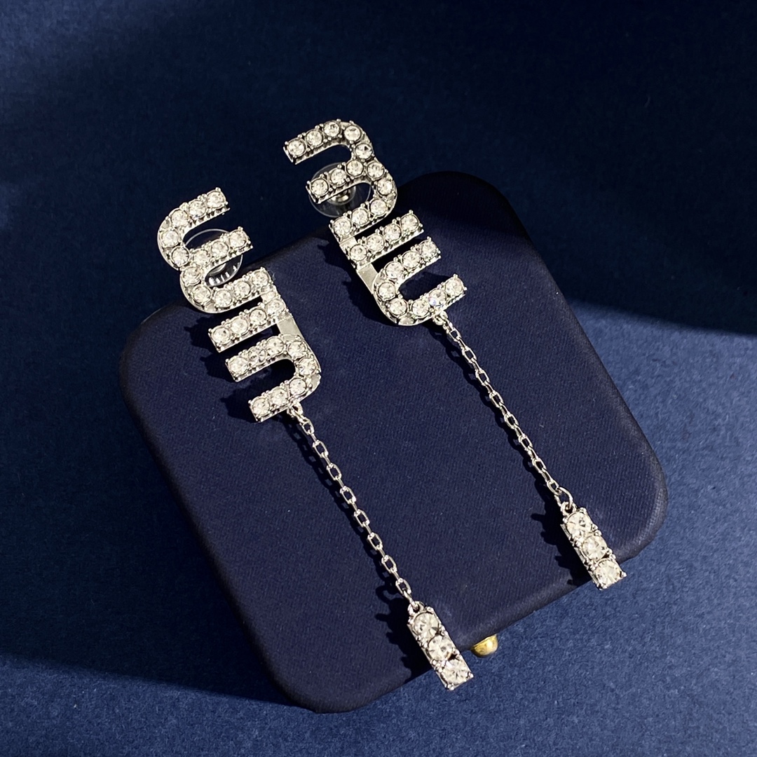 MME007 Crystal Miumiu tassels earring - ccjewelryacc