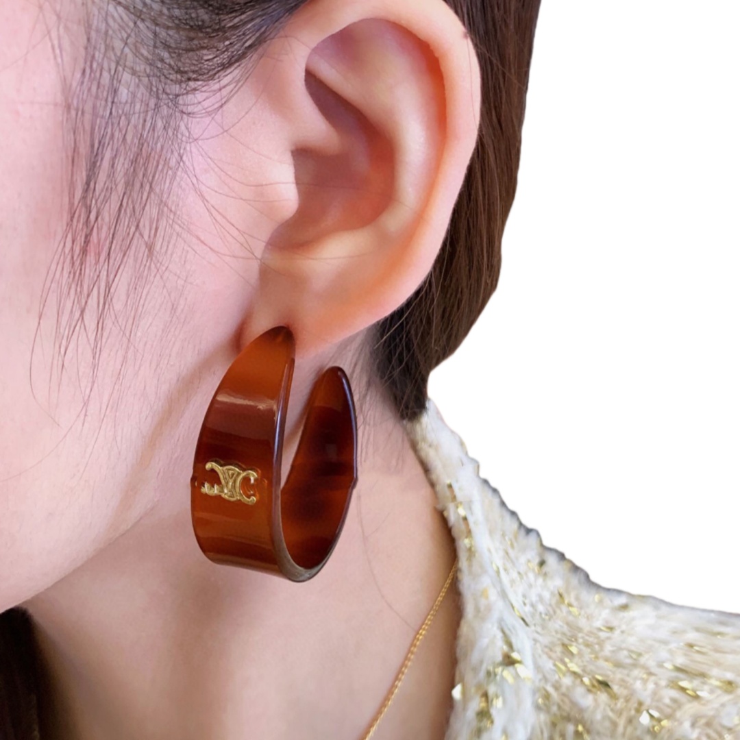 CLE082 Celine Act de Triomphe acrylic Hoop earrings - ccjewelryacc