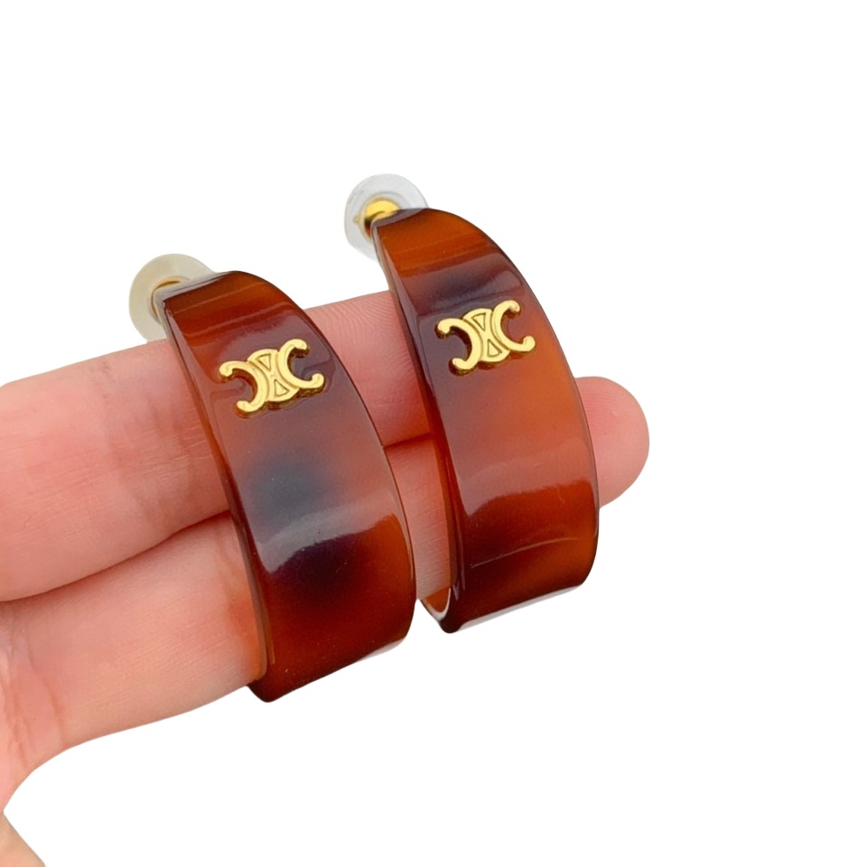 CLE082 Celine Act de Triomphe acrylic Hoop earrings - ccjewelryacc