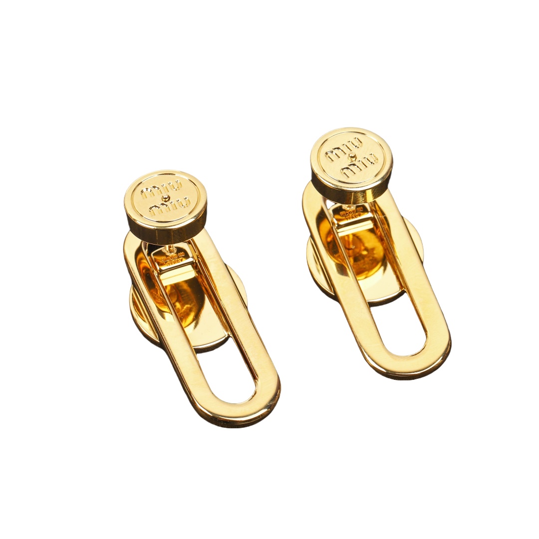 MME018 Miu miu metal safety pin stud earrings - ccjewelryacc