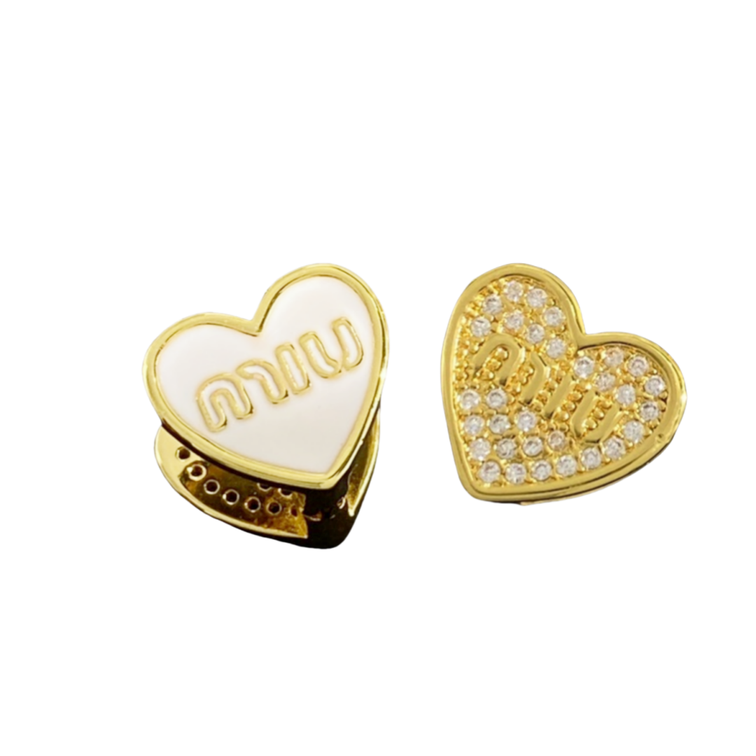 MME030 Miu miu heart earrings clip in Double face - ccjewelryacc