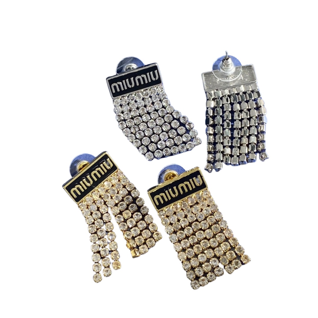MME031 Miu miu crystal tassels earring - ccjewelryacc