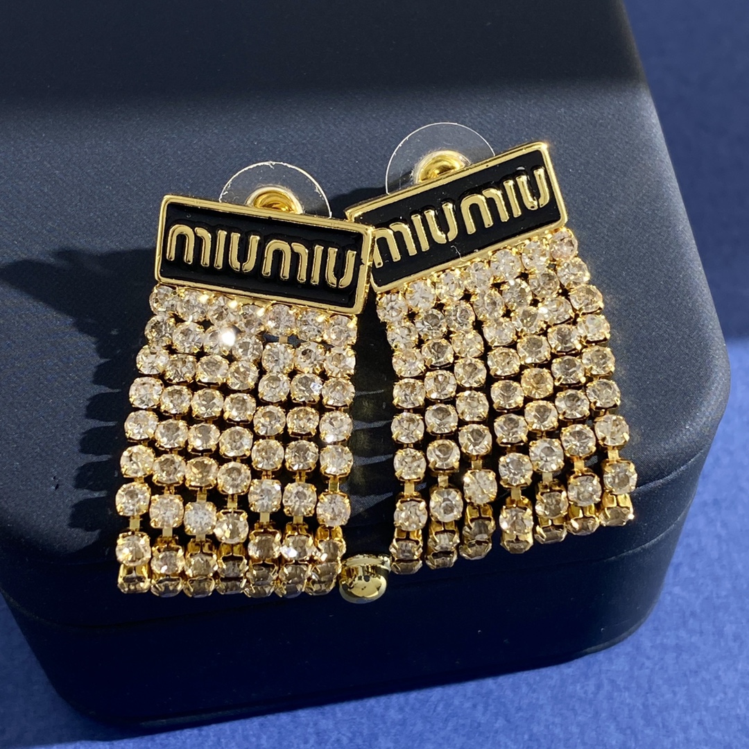MME031 Miu miu crystal tassels earring - ccjewelryacc