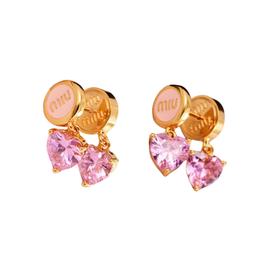 MME019 Miu miu crystal heart drop earrings - ccjewelryacc