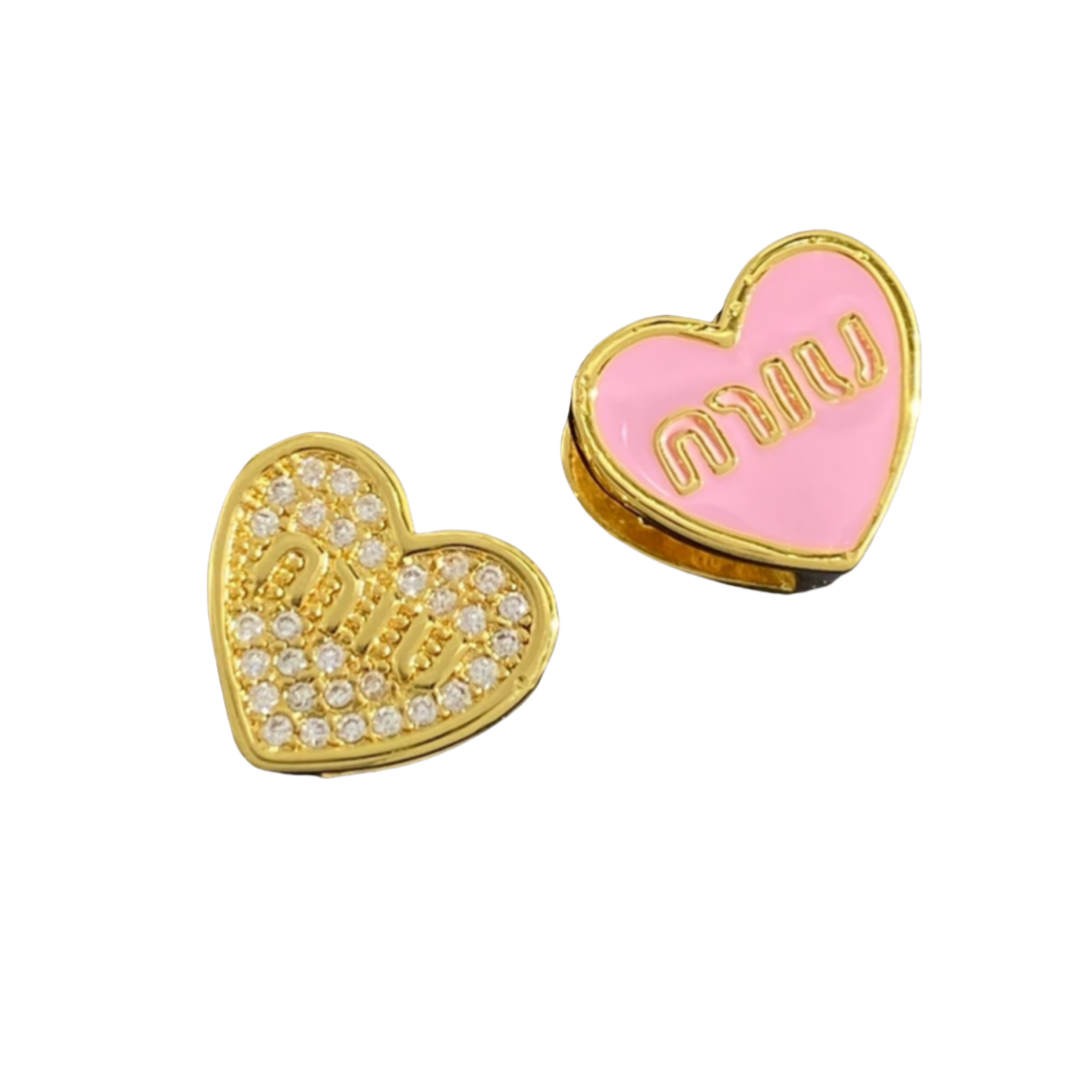 MME030 Miu miu heart earrings clip in Double face - ccjewelryacc